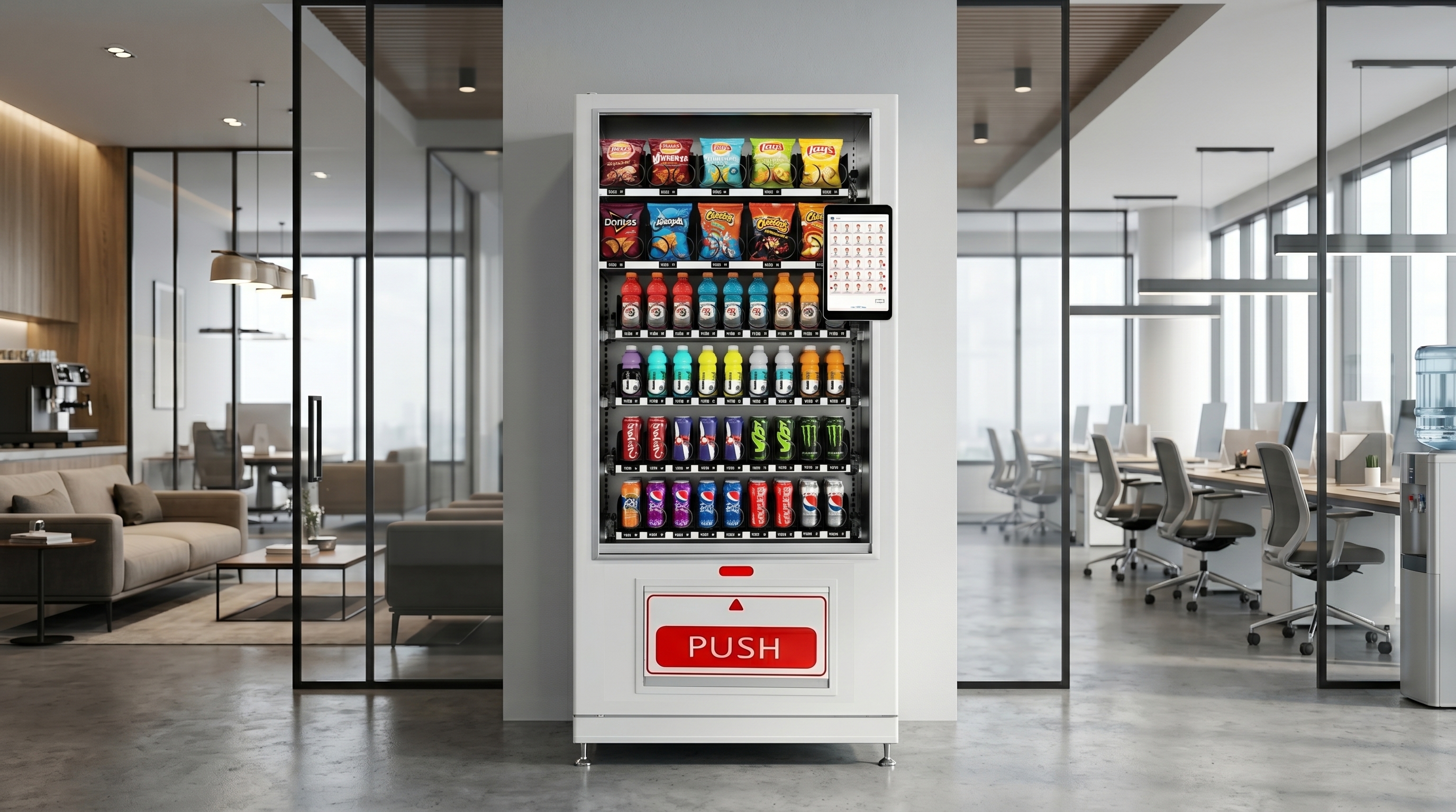 Office teams using an unattended vending machine